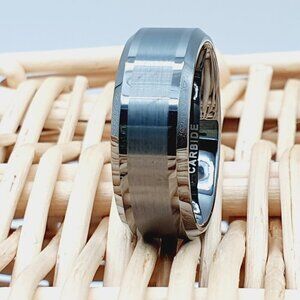 Unisex Tungsten Carbide Ring with Polished and Brushed Finish W976